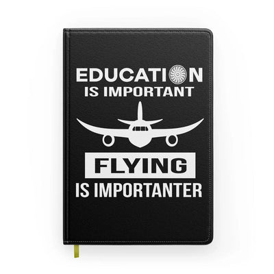 Flying is Importanter aviation design on premium hardcover notebook.