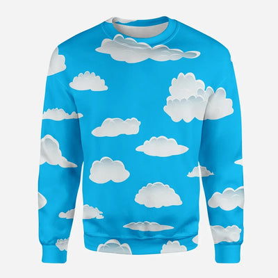 Amazing Clouds aviation design printed on soft cotton blend 3D sweatshirt.