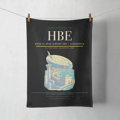 Borg El Arab Airport (HBE) design on black towel