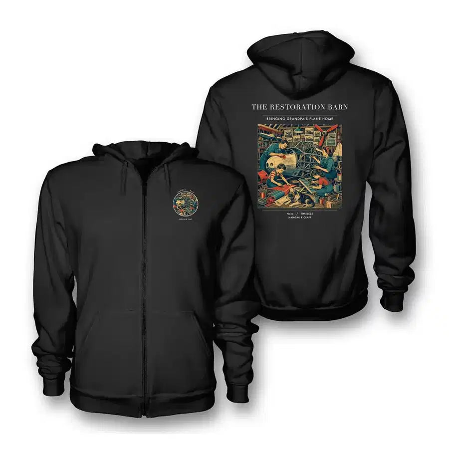 VINTAGE G4143 - The Restoration Barn - Premium Zipped Hoodie design on black
