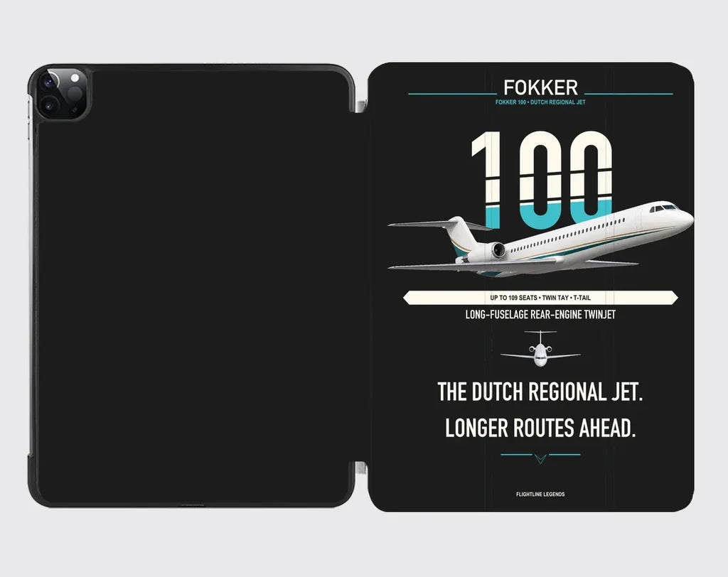 Fokker 100 design on black ipad tablet case