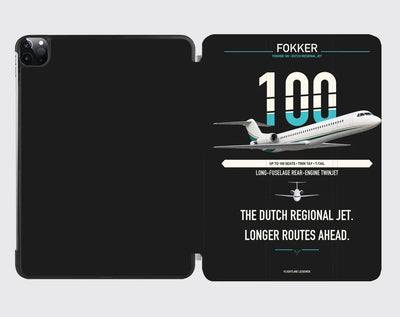 Fokker 100 design on black ipad tablet case