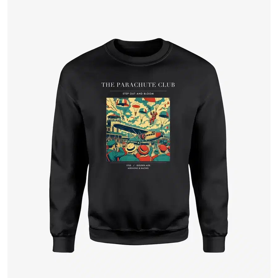 VINTAGE G4032 - The Parachute Club - Designed Sweatshirts design on black