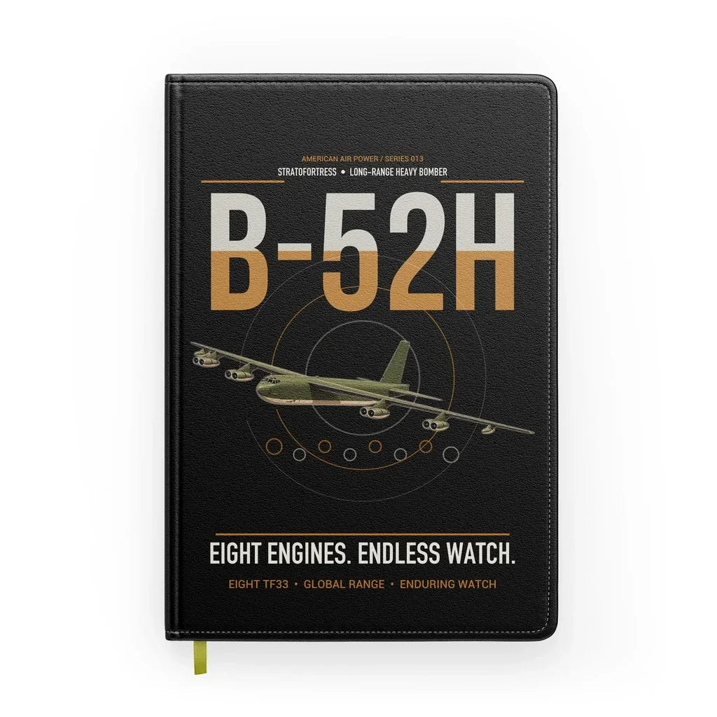 B-52H Stratofortress design on black notebook
