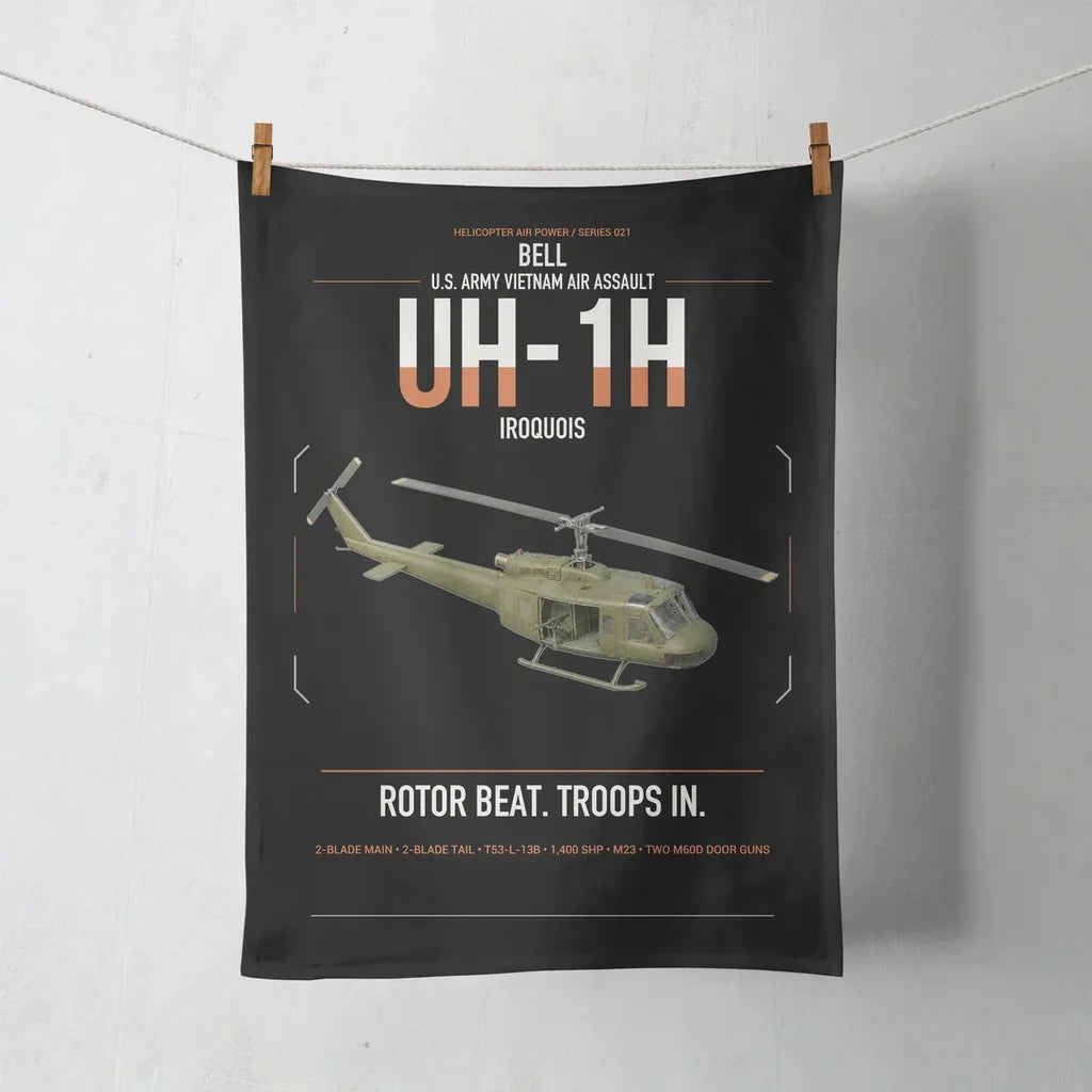 Bell UH-1H Iroquois design on black towel