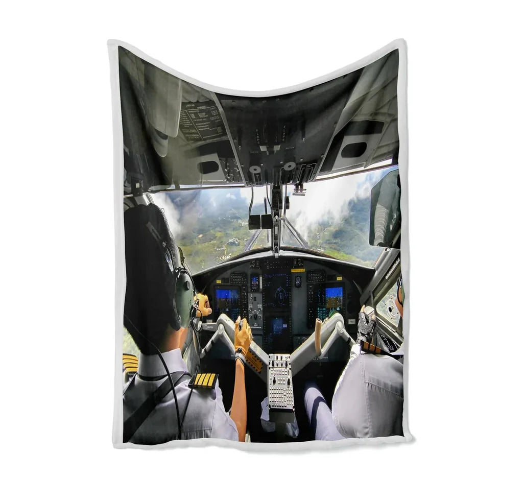 Fantastic Cockpit Shot Bed Blankets & aviation print on soft fleece blanket.