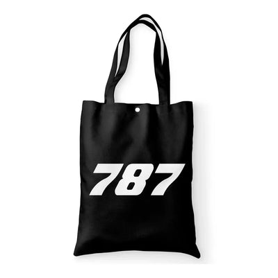 Boeing 787 Flat Text aviation tote bag in canvas.