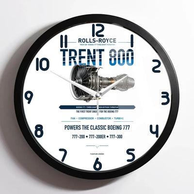 TRENT 800 design on white framed wall clock