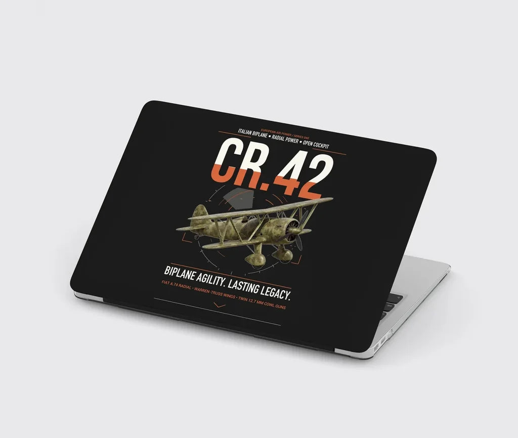 Fiat CR.42 Falco design on black MacBook case