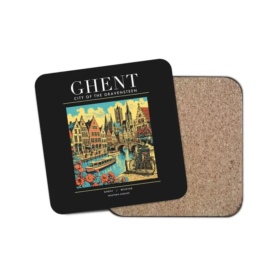 GHENT - Poster - Coaster - Black