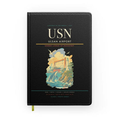 Ulsan Airport (USN) design on black notebook