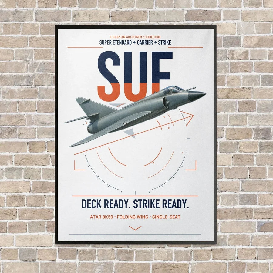 Dassault Super Étendard vertical canvas print - framed - white background