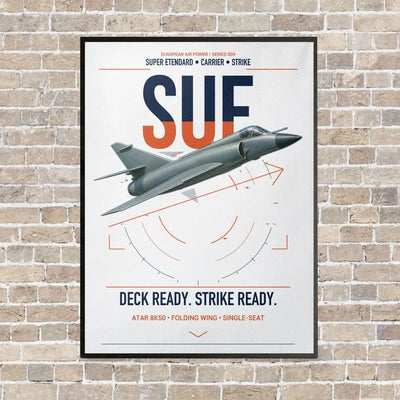 Dassault Super Étendard vertical canvas print - framed - white background