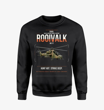Denel Rooivalk Mk 1F design on black sweatshirt