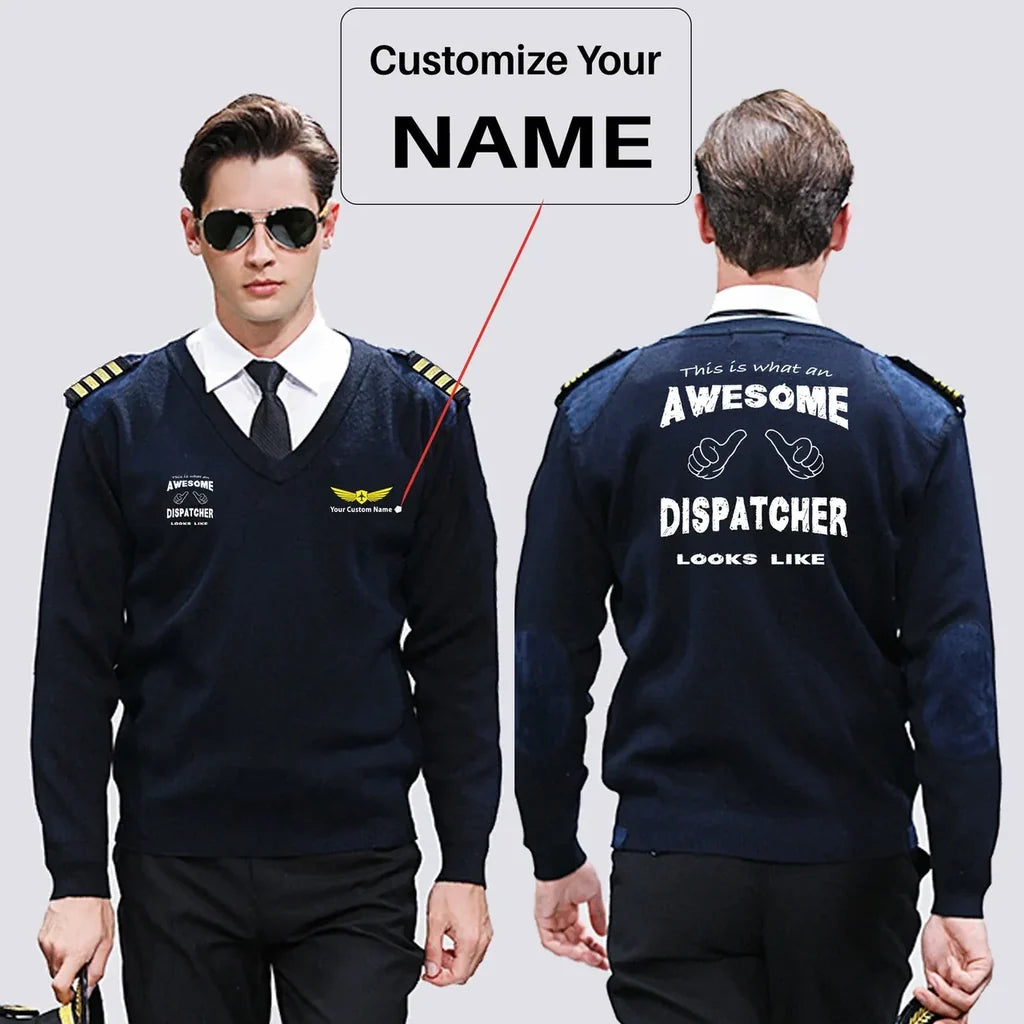 Dispatcher aviation design on premium wool blend wool pilot sweater.