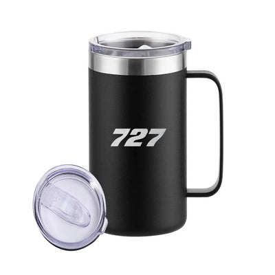 Boeing 727 Flat Text aviation design on stainless beer mug, insulated stainless beer mug.