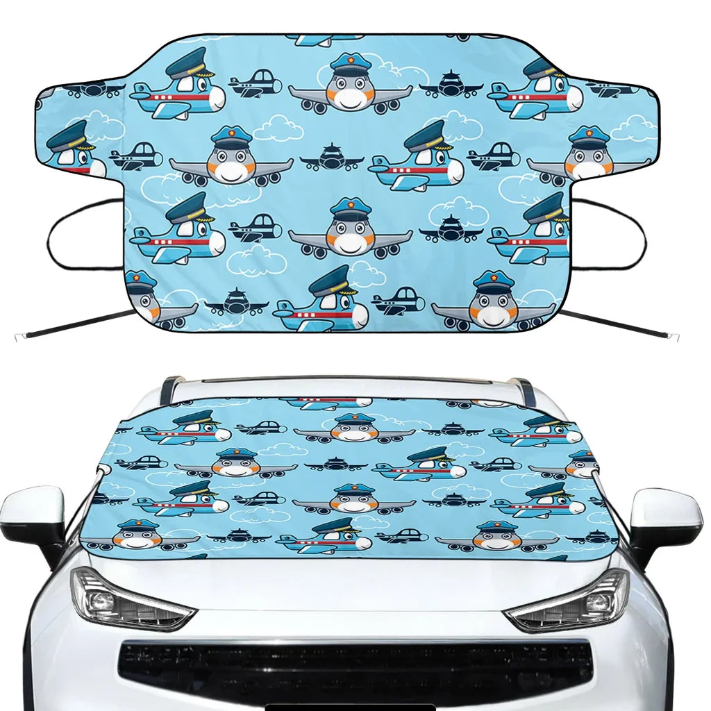 Cartoon & Funny Airplanes Car aviation design on car windshield cover.
