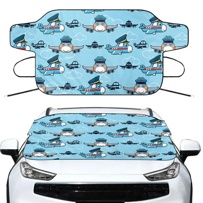 Cartoon & Funny Airplanes Car aviation design on car windshield cover.