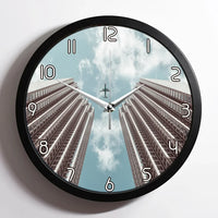Thumbnail for Airplane Flying over Big Buildings aviation design on premium wood and metal wall clock.