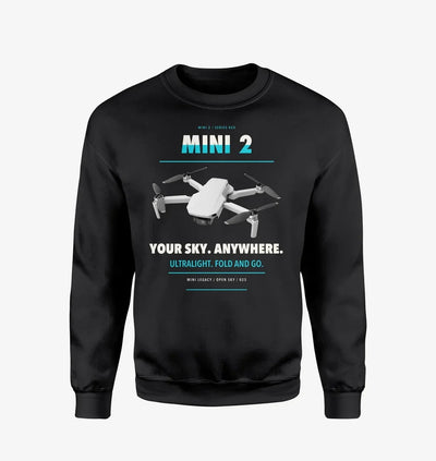 DJI Mini 2 design on black sweatshirt