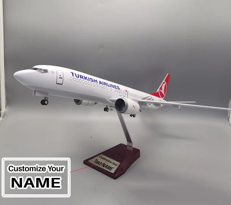 Side view of Turkish Airlines Boeing 737-800 (737 Max) Airplane Model (1/84 Scale - 47CM) aviation LED model airplane in diec.