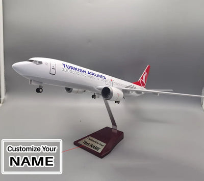 Side view of Turkish Airlines Boeing 737-800 (737 Max) Airplane Model (1/84 Scale - 47CM) aviation LED model airplane in diec.