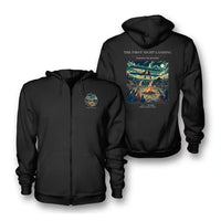 Thumbnail for VINTAGE G4327 - The First Night Landing - Premium Zipped Hoodie design on black