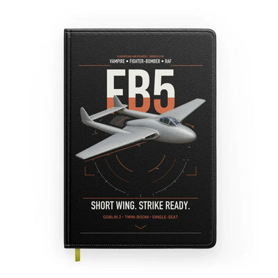 de Havilland Vampire FB5 design on black notebook