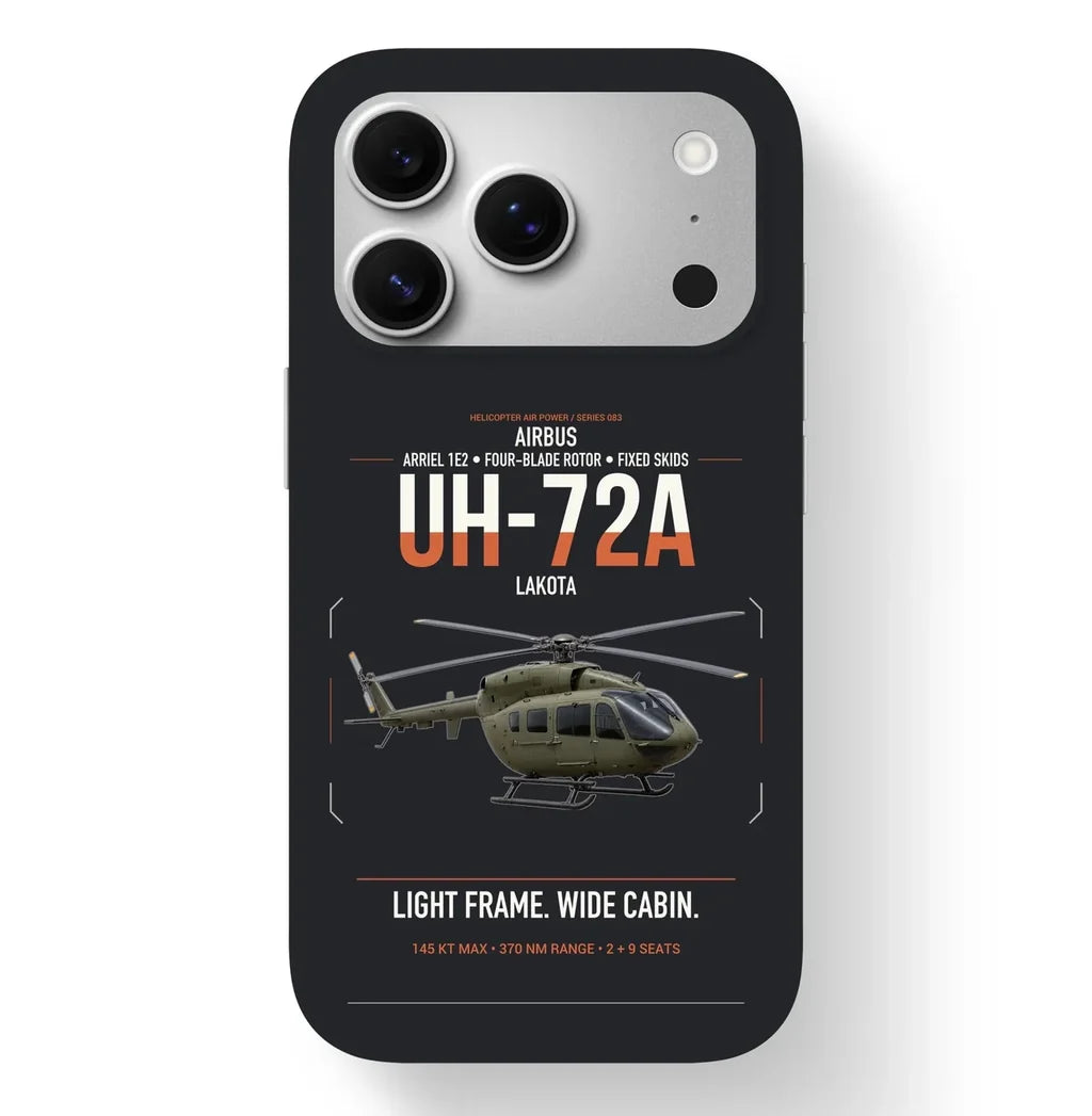 Airbus UH-72A Lakota design on black magsafe iphone case, for iPhone 17 Pro