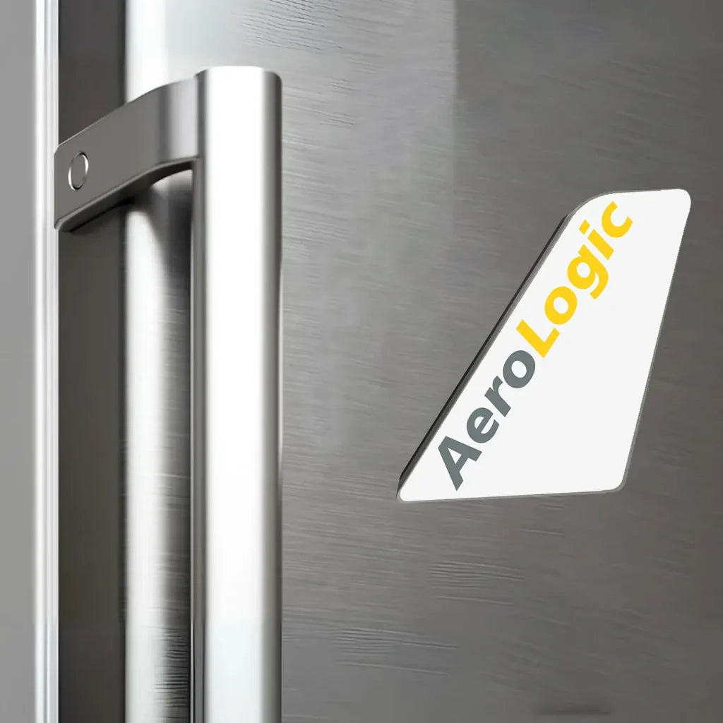 Aerologic Airlines aviation design tail magnet in 3D metal with magnetic back.