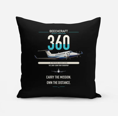 Beechcraft King Air 360 design on black pillow