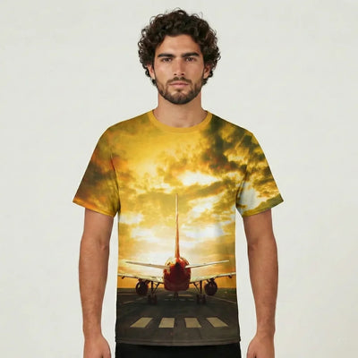 Ready for Departure Passenger Jet aviation design printed on soft cotton 3D-print T-shirt.