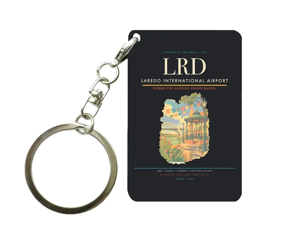 Laredo International Airport (LRD) design on black key chain