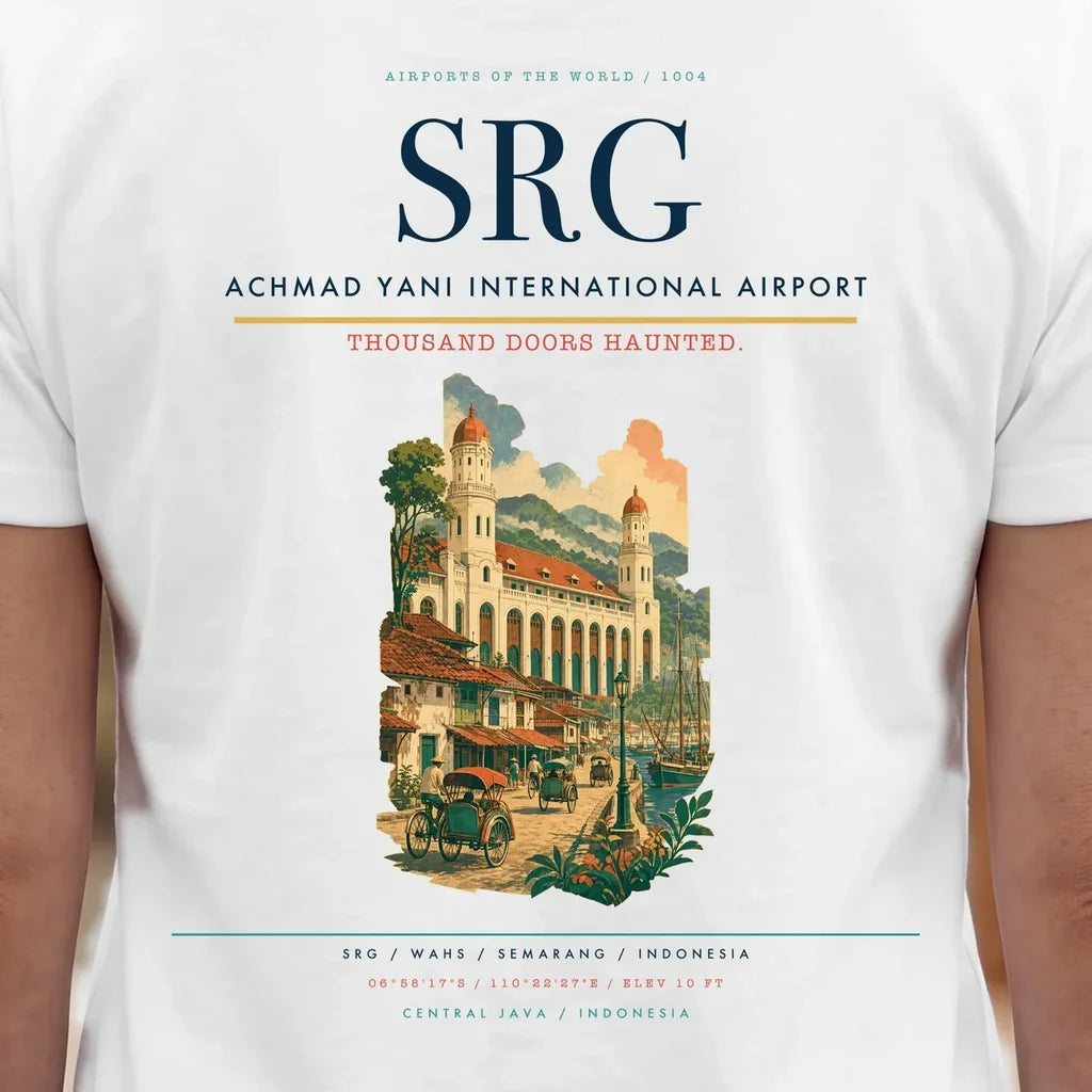 Achmad Yani International Airport (SRG) double-side t-shirt design close-up cover
