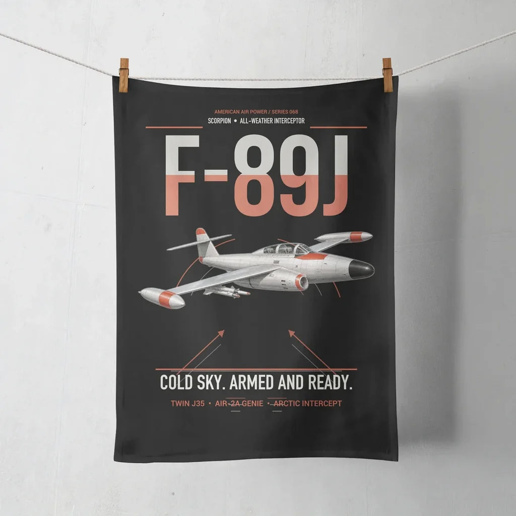 F-89J Scorpion design on black towel
