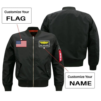 Custom Flag & Name with Badge Pilot Jackets