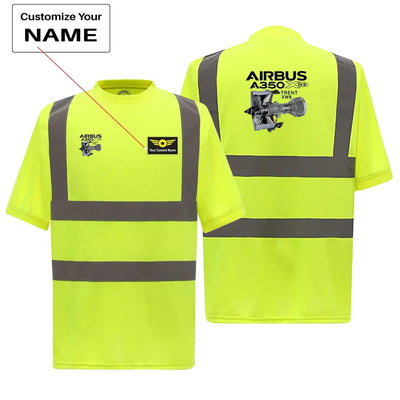 Airbus A350 & Trent Wxb Engine aviation design printed on soft cotton reflective T-shirt.