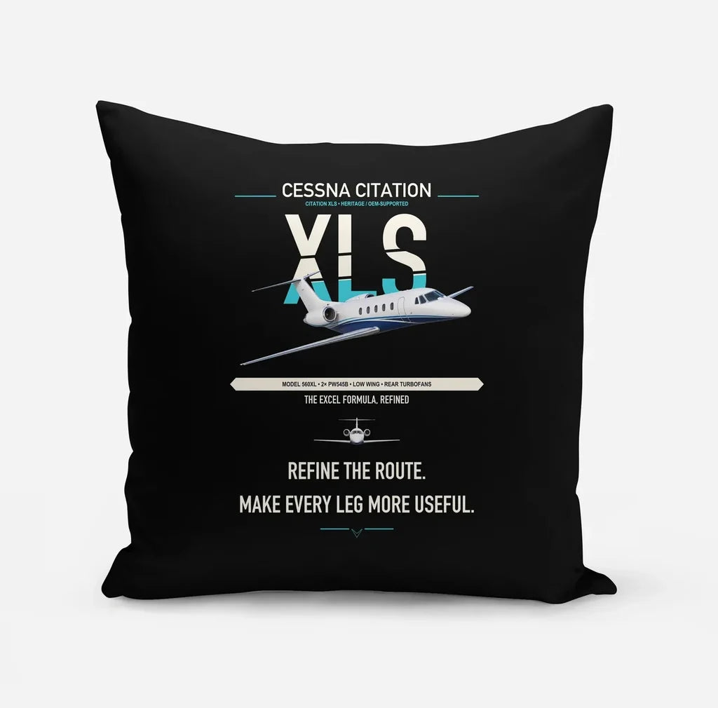 Cessna Citation XLS design on black pillow