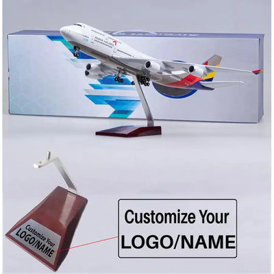 Side view of Asiana Airlines Boeing 747 Airplane Model (1/160 Scale - 47CM) aviation LED model airplane in diecast metal with.