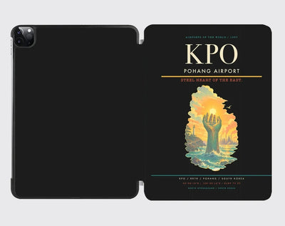 Pohang Airport (KPO) design on black ipad tablet case