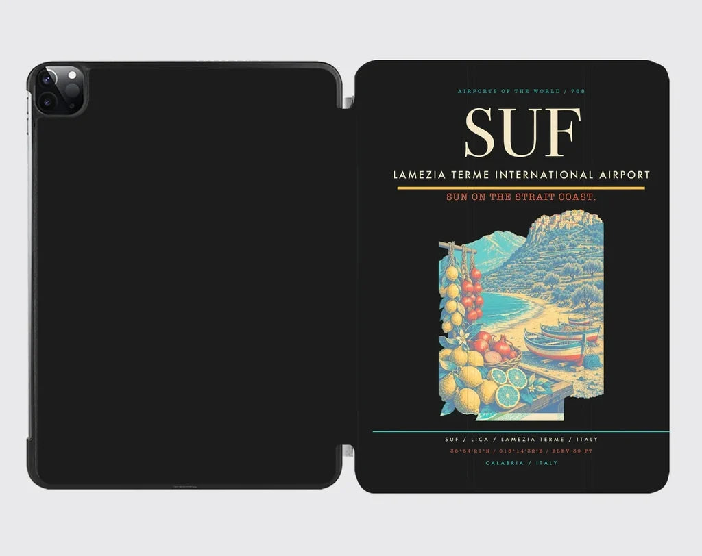 Lamezia Terme International Airport (SUF) design on black ipad tablet case