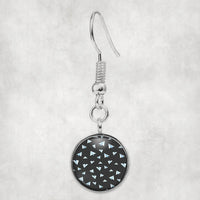 Thumbnail for Paper Airplanes (Gray) aviation earrings, hypoallergenic alloy body with engraved detail.