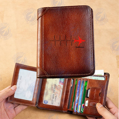 Aviation Heartbeats aviation print leather wallet, leather.