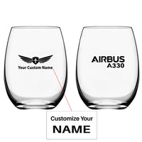 Thumbnail for Airbus A330 & Text Water & Drink aviation design on water glass, crystal-clear premium glassware.