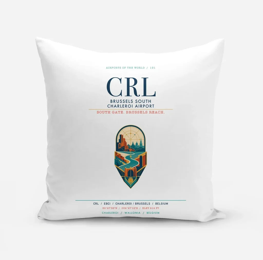 Brussels South Charleroi Airport (CRL) design on white pillow