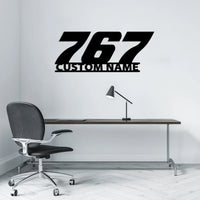 Thumbnail for Boeing 767 Flat Text aviation design on durable metal with painted finish metal wall sign.