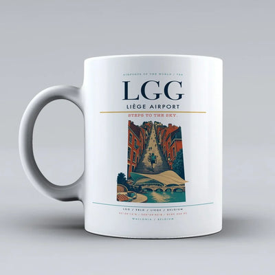 Liège Airport (LGG) airport code design on white ceramic mug
