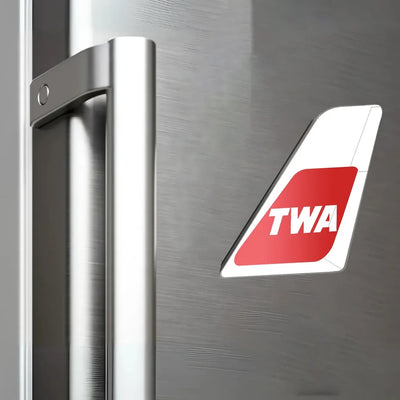 Trans World Airlines (TWA) aviation design tail magnet in 3D metal with magnetic back.