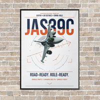 Thumbnail for Saab JAS 39C Gripen vertical canvas print - framed - white background