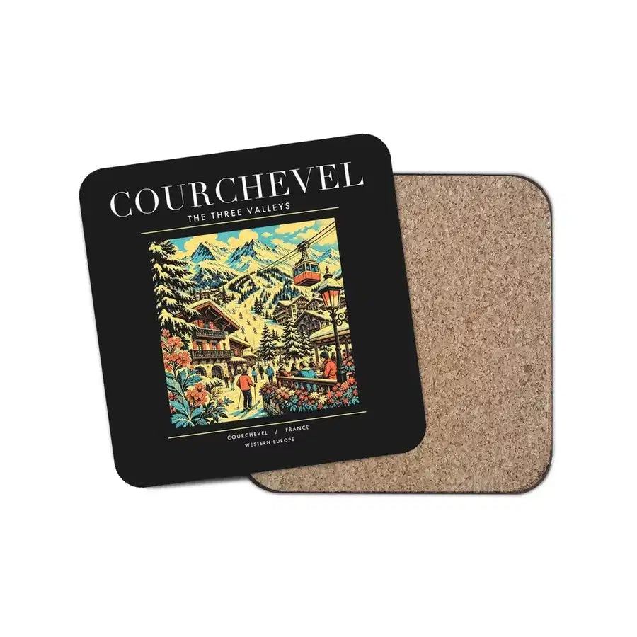 COURCHEVEL - Poster - Coaster - Black
